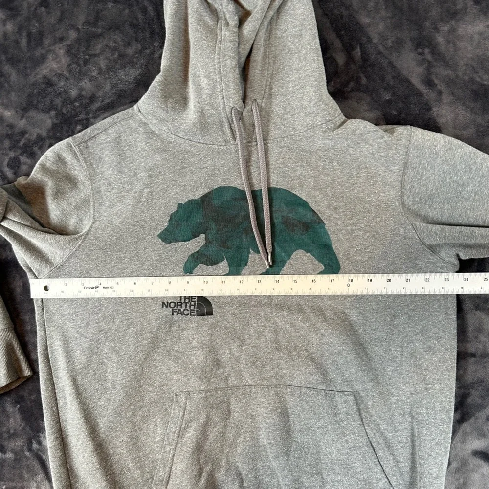 The North Face Hoodie Mens Medium Gray Grizzly Bear Graphic Pullover Sweatshirt